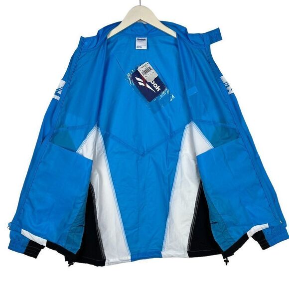 New Reebok Classic Men US XL Blue Windbreaker Track Jacket Zip Up Long Sleeve - Picture 4 of 16